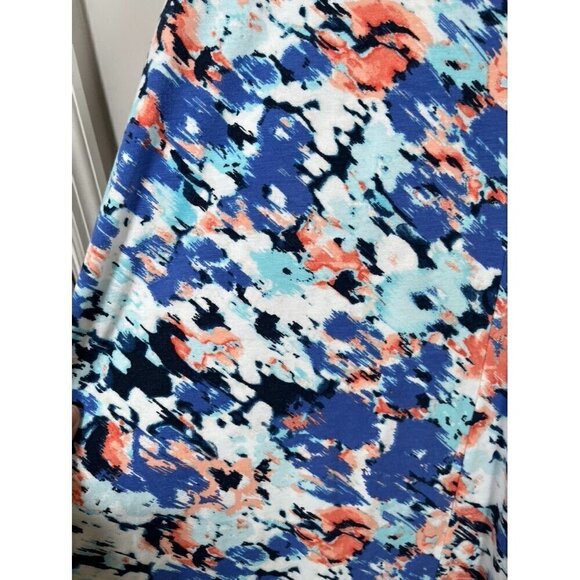 Chicos Top Women L Blue Tunic Floral Boho Western Office Coastal Classic Knit - Picture 5 of 12